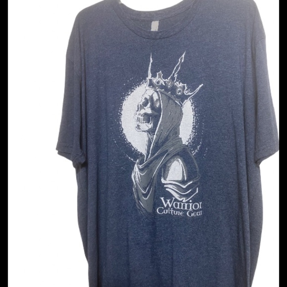 WARRIOR CULTURE GEAR Blue w/Skull King Print Design T-Shirt Vector Image Sz:XXL